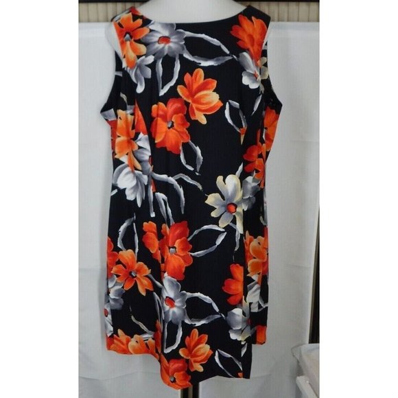 DRESS BARN Black Floral CLASSIC Sleeveless Career DRESS- Women’s SIZE 22 - Picture 1 of 7